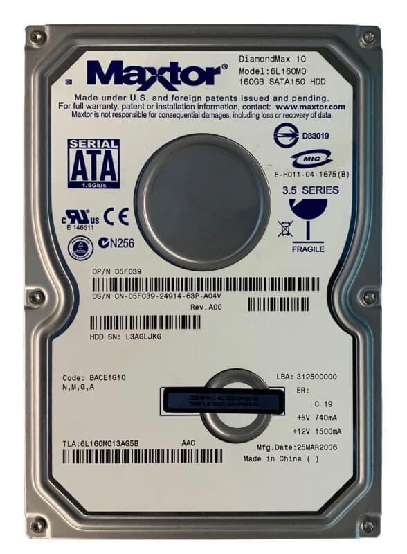 Жесткий диск Dell 05F039 160Gb SATA 3,5" HDD