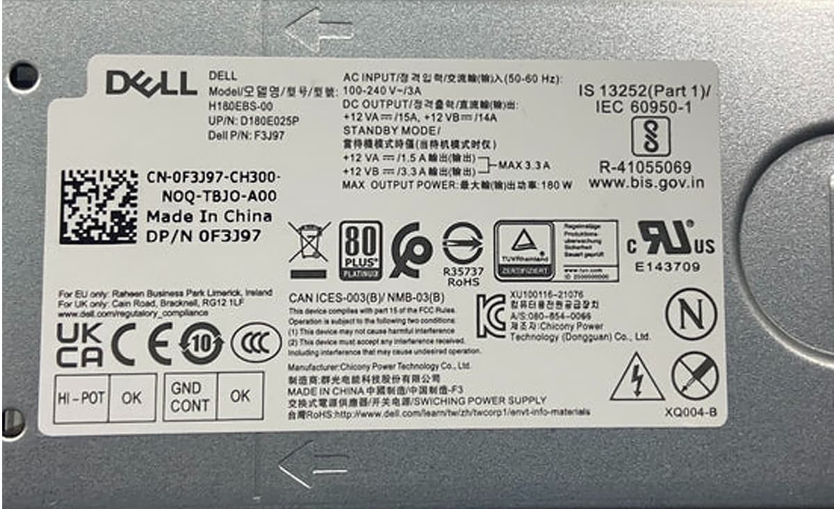 Блок питания Dell H180EBS-00 180W