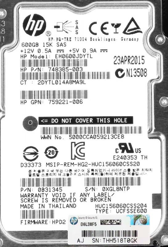 Жесткий диск HP 737411-005 600Gb 15000 SAS 2,5" HDD
