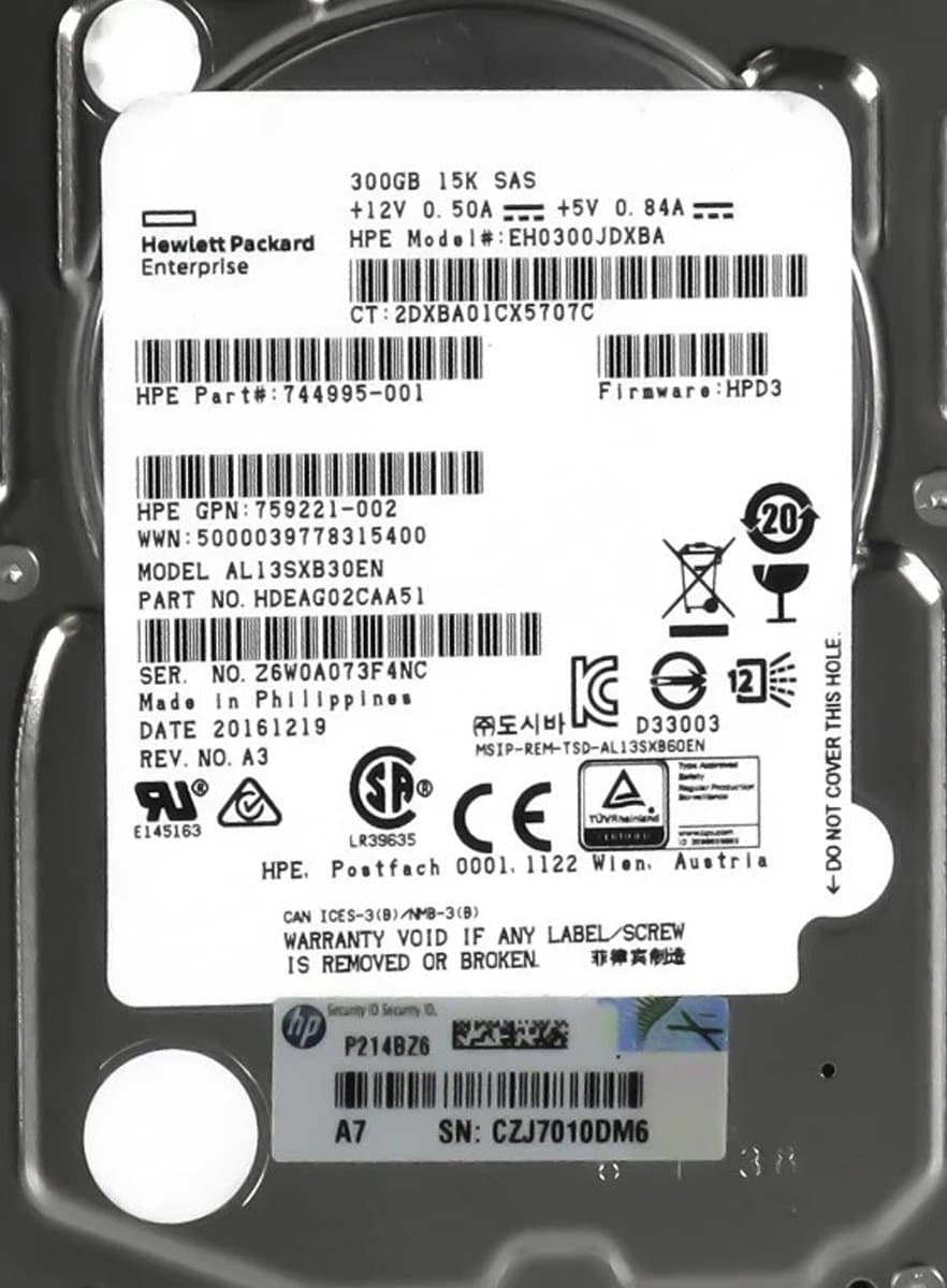 Жесткий диск HP 300Gb 15000 SAS 2.5" HDD HDEAG02CAA51