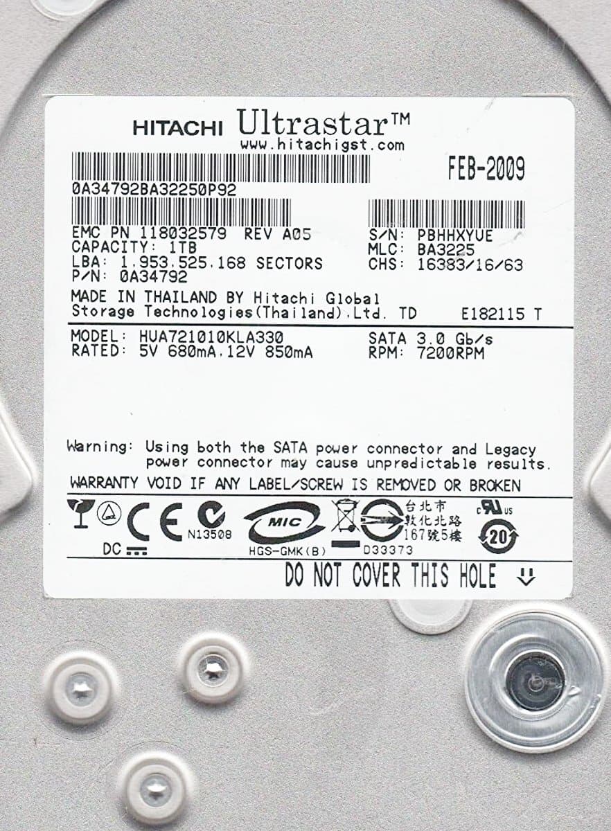 EMC EMC 1Tb 7200 SATAII 3.5" HDD 0A34792