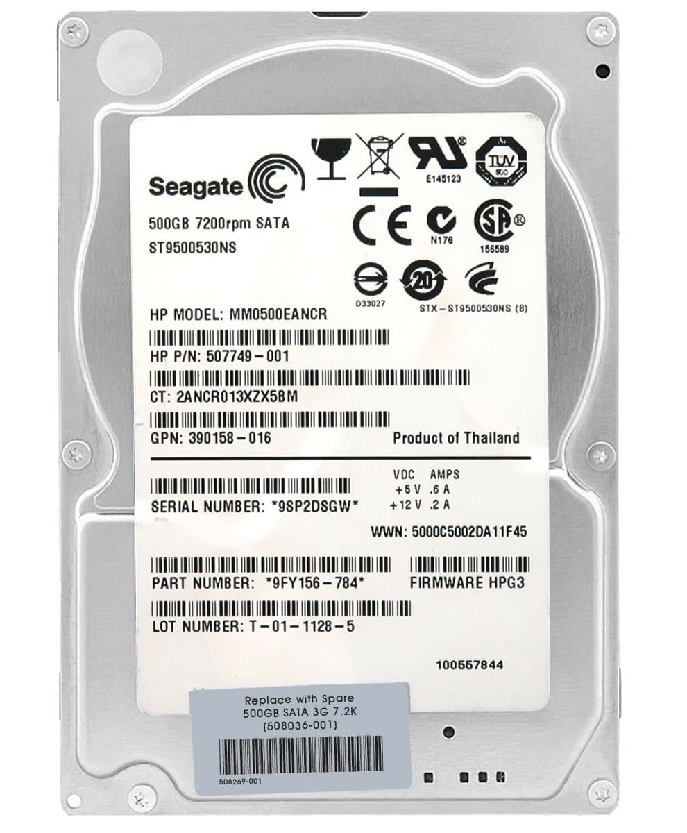 Жесткий диск HP 500Gb 7200 SATAII 2.5" HDD 508269-001