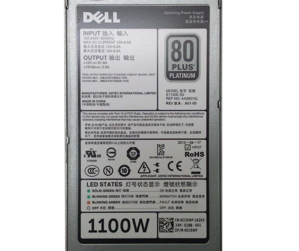 Резервный Блок Питания Dell CC6WF 1100W