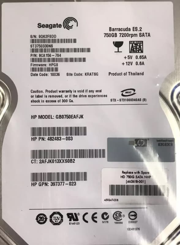 Жесткий диск HP 462618-001 750Gb  SATAII 3,5" HDD