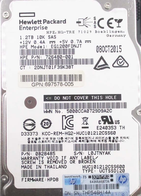 Жесткий диск HP 726480-001 1,2Tb  SAS 2,5" HDD