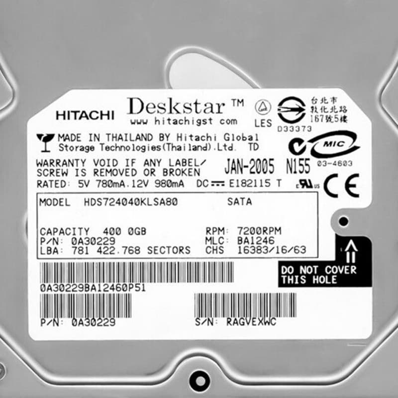 Жесткий диск Hitachi 0A30229 400Gb  SATA 3,5" HDD