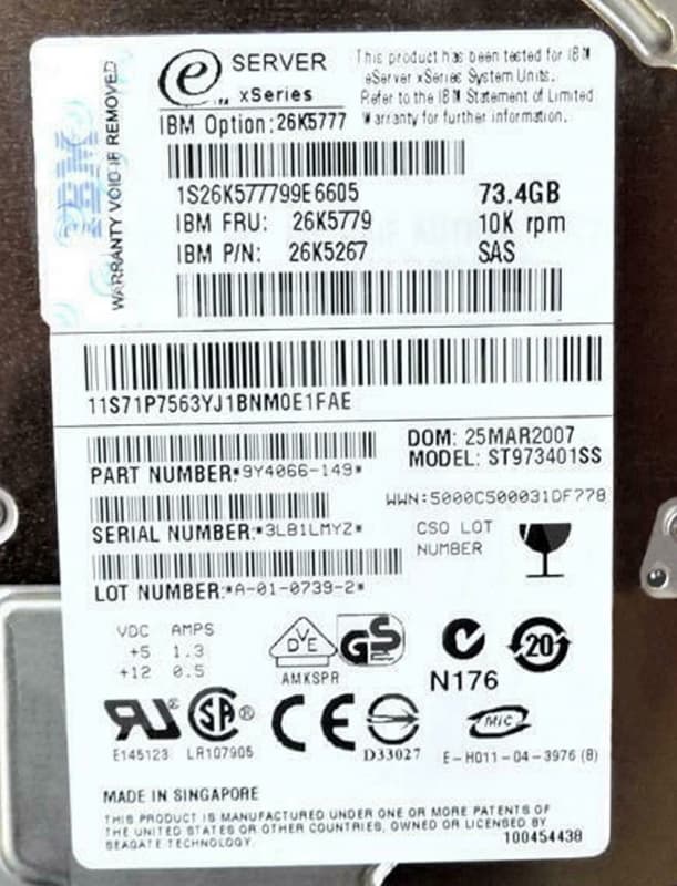 Жесткий диск IBM 26K5267 73,4Gb  SAS 2,5" HDD