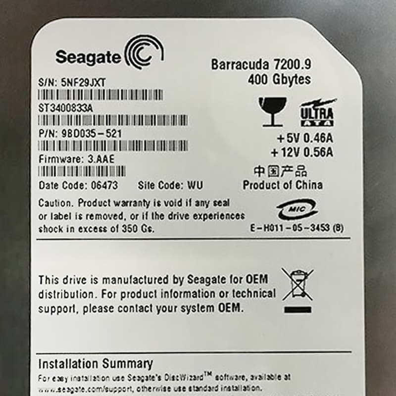 Жесткий диск Seagate 9BD035 400Gb 7200 IDE 3.5" HDD