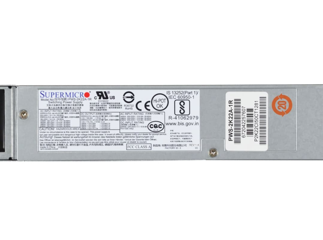 Резервный Блок Питания SuperMicro 672042257607 2200W