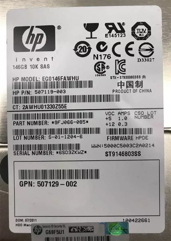 Жесткий диск HP 507119-003 146Gb SAS 2,5" HDD