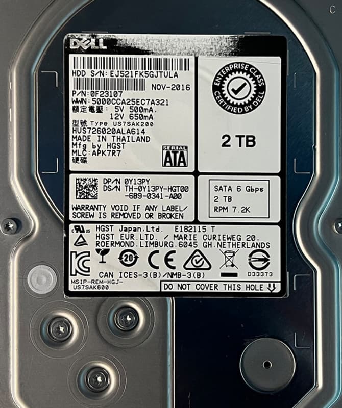 Жесткий диск Dell 0Y13PY 2Tb 7200 SATAIII 3.5" HDD