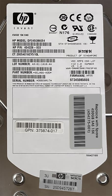 Жесткий диск HP 454275-001 450Gb  SAS 3,5" HDD