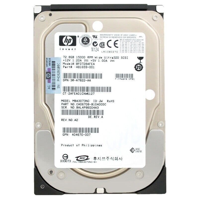 Жесткий диск HP 481659-001 72,8Gb  U320SCSI 3.5" HDD