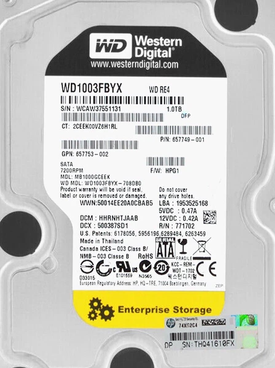 Жесткий диск HP 1Tb 7200 SATAIII 3.5" HDD 657753-002