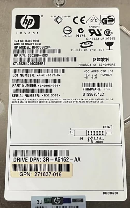 Жесткий диск HP BF03688284 36,4Gb  U320SCSI 3.5" HDD