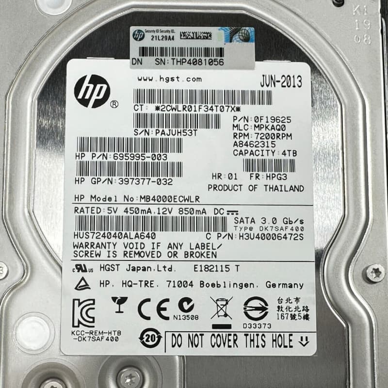 Жесткий диск HP MB4000ECWLR 4Tb 7200 SATAIII 3.5" HDD