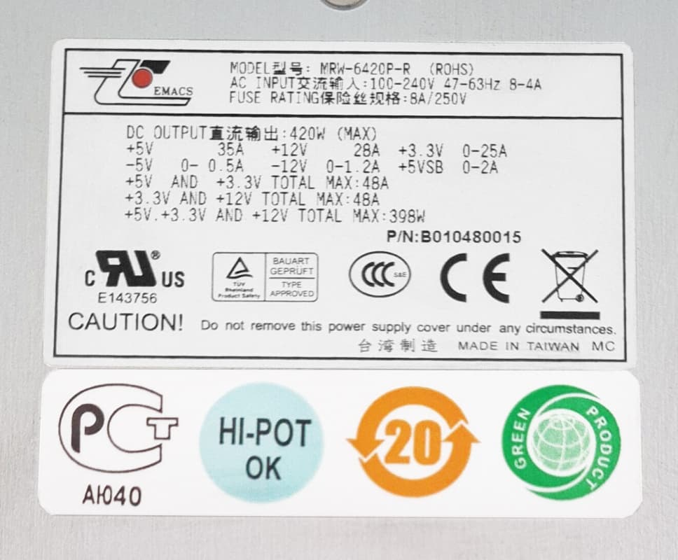 Резервный Блок Питания Emacs B010480015 420W