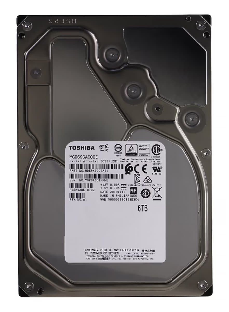  Toshiba 6TB 7200 SAS 3.5" HDD HDEPK13GEA51