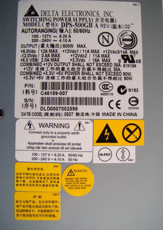 Блок Питания Delta C46189 500W