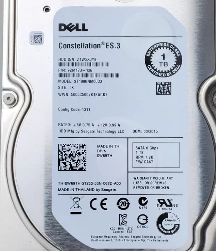Жесткий диск Dell 0W69TH 1Tb SATAIII 3,5" HDD