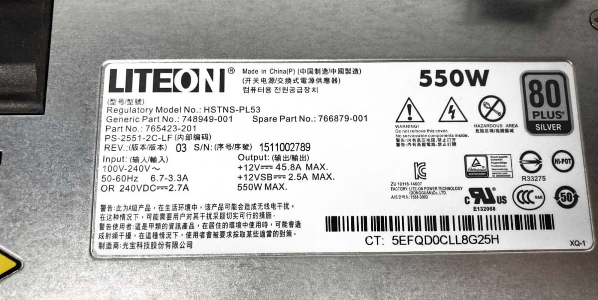 Блок Питания HP 765423-201 550W