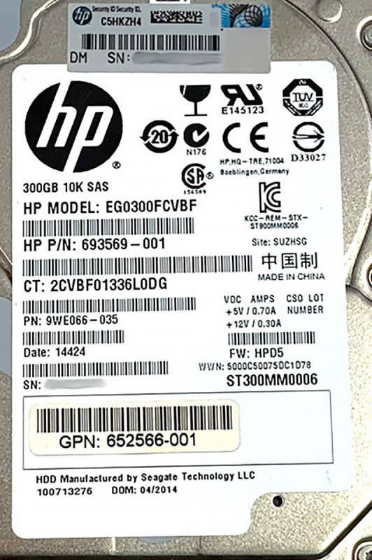 Жесткий диск HP EG0300FCVBF 300Gb  SAS 2,5" HDD