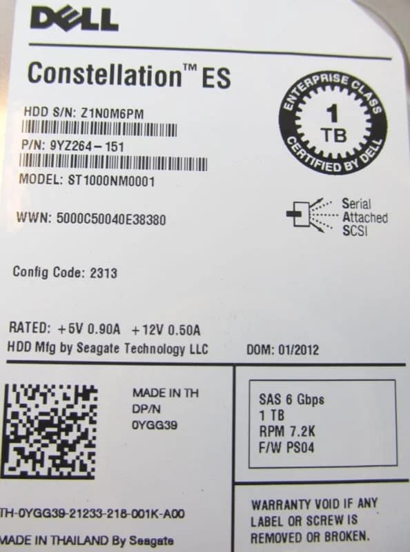 Жесткий диск Dell 0YGG39 1Tb  SAS 3,5" HDD