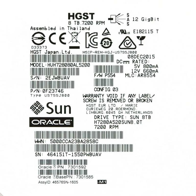Жесткий диск Sun 0F23746 8Tb 7200 SAS 3,5" HDD
