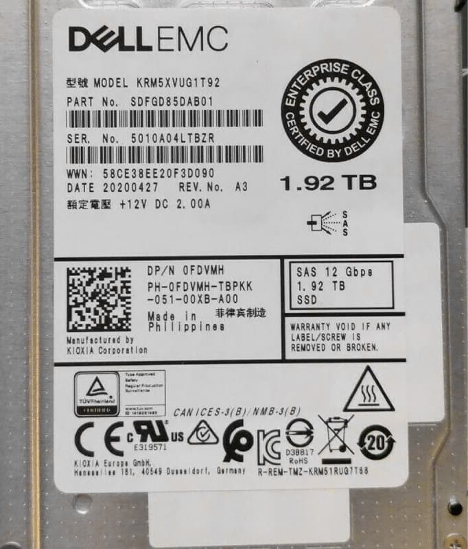 Жесткий диск Dell SDFGD85DAB01 1.92TB SAS 2,5" SSD
