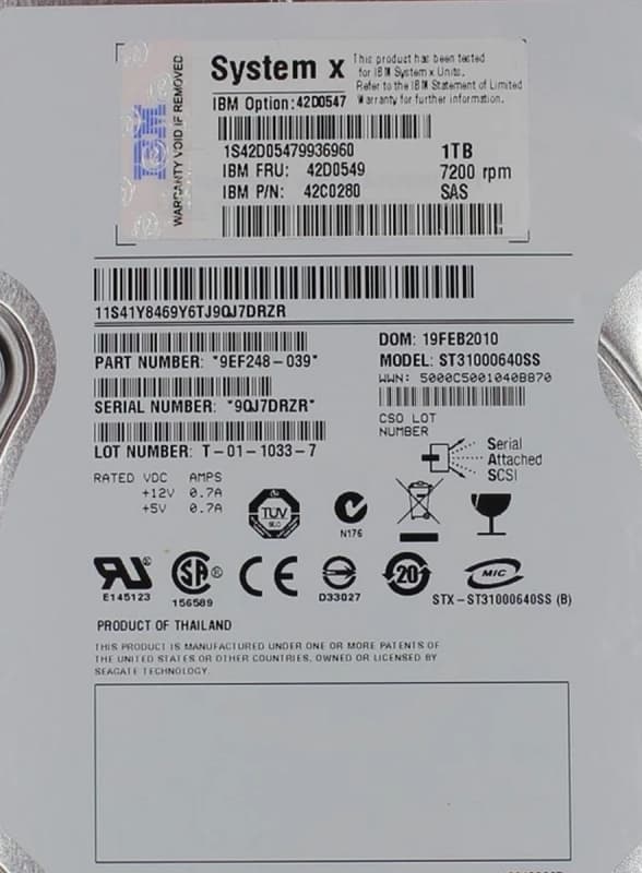 Жесткий диск IBM 42D0549 1Tb 7200 SAS 3,5" HDD