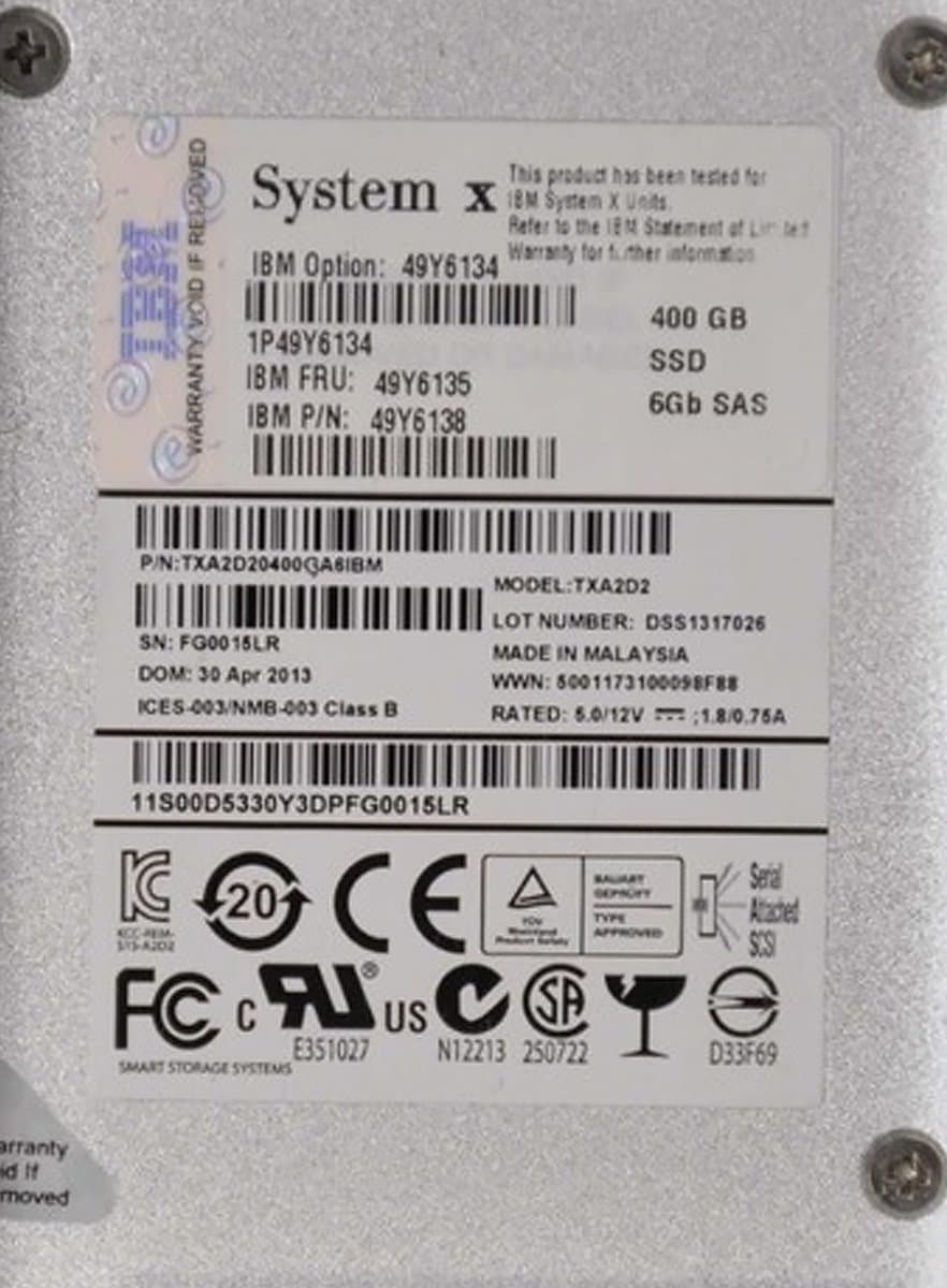 Жесткий диск IBM 400Gb  SAS 2.5" SSD 49Y6134