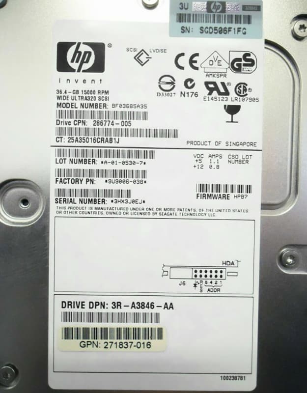 Жесткий диск HP BF03685A35 36,4Gb  U320SCSI 3.5" HDD