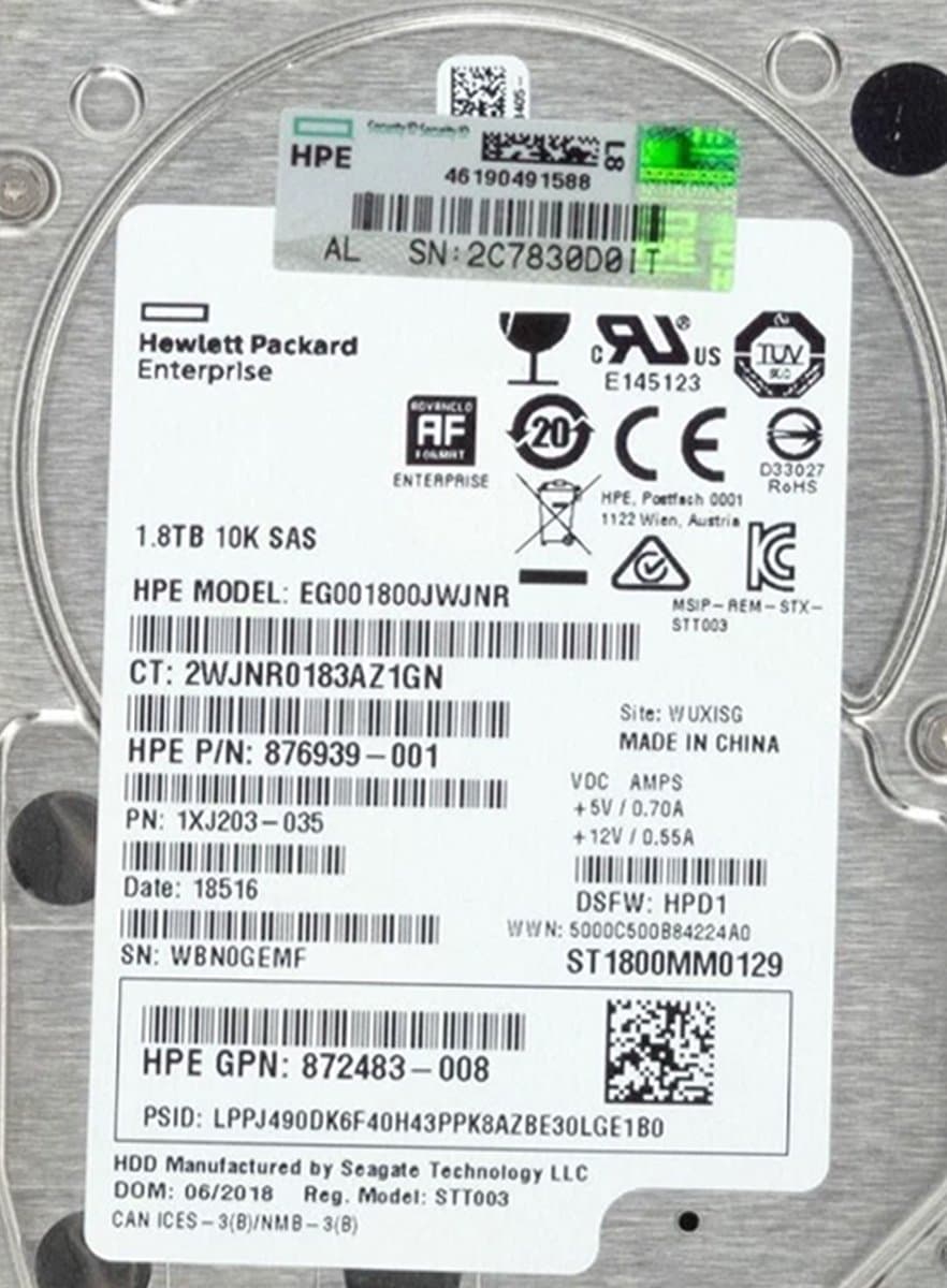 Жесткий диск HP 1,8TB 10000 SAS 2.5" HDD 876939-001