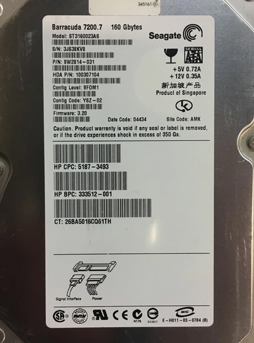 Жесткий диск HP 160Gb 7200 SATA 3.5" HDD