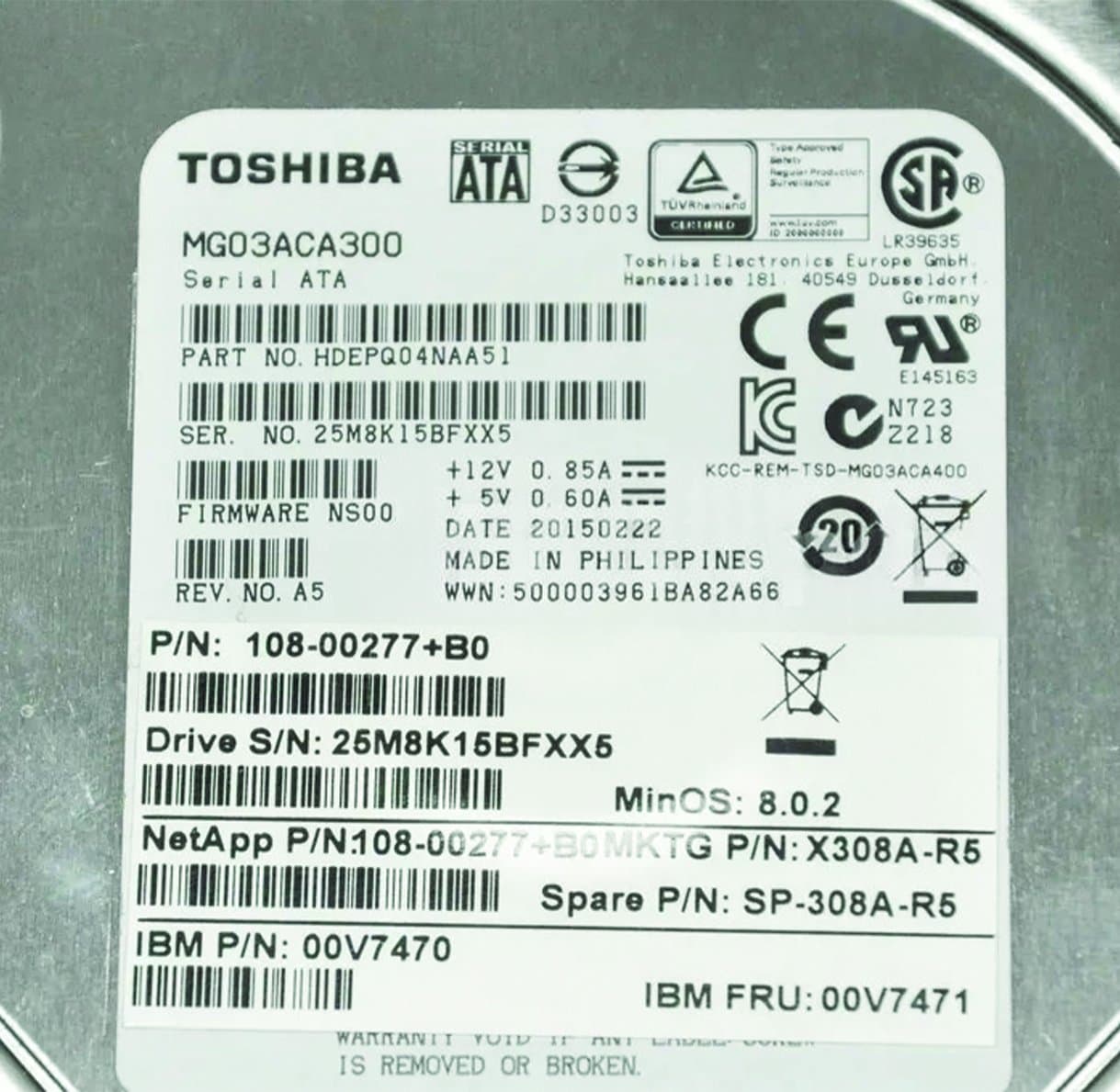 Жесткий диск NetApp 3Tb 7200 SATAIII 3.5" HDD 108-00277+B0