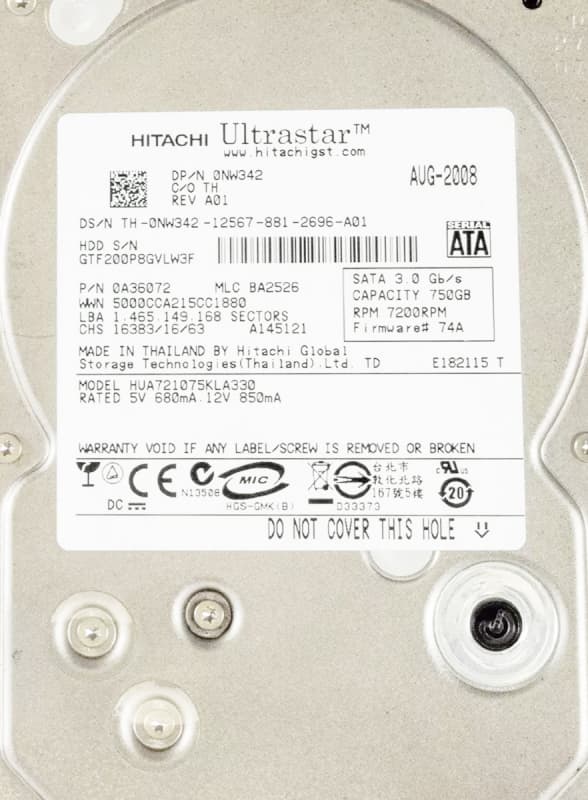 Жесткий диск Dell NW342 750Gb  SATAII 3.5" HDD