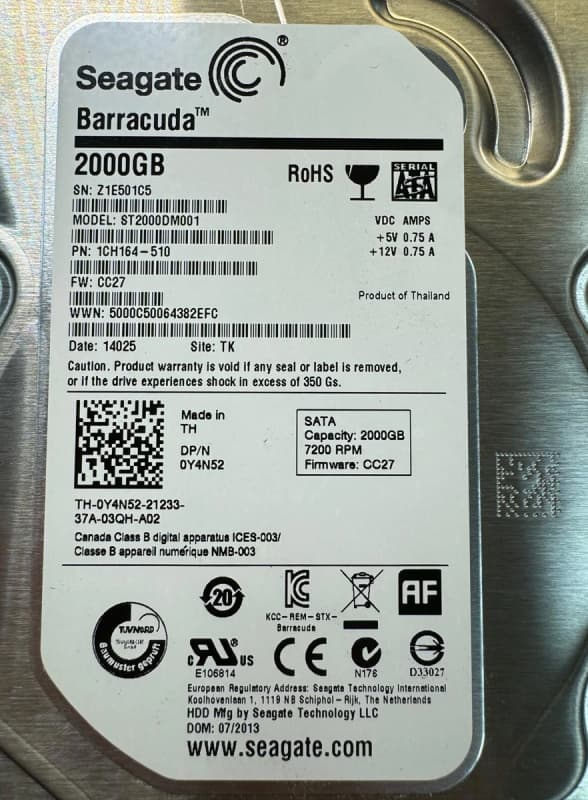 Жесткий диск Dell 1CH164-510 2Tb SATAIII 3,5" HDD