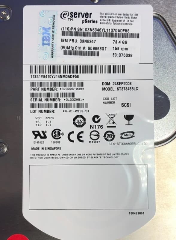 Жесткий диск IBM 03N6347 73,4Gb 15000 U320SCSI 3.5" HDD