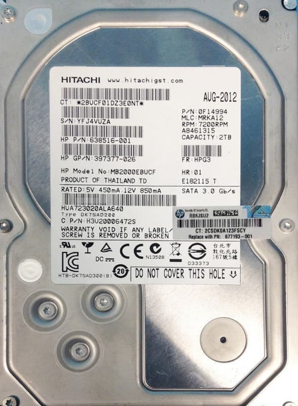 Жесткий диск HP 677193-001 2Tb 7200 SATAII 3.5" HDD