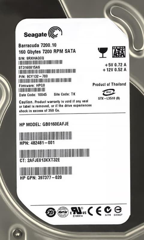 Жесткий диск HP GB0160EAFJE 160Gb  SATAII 3,5" HDD