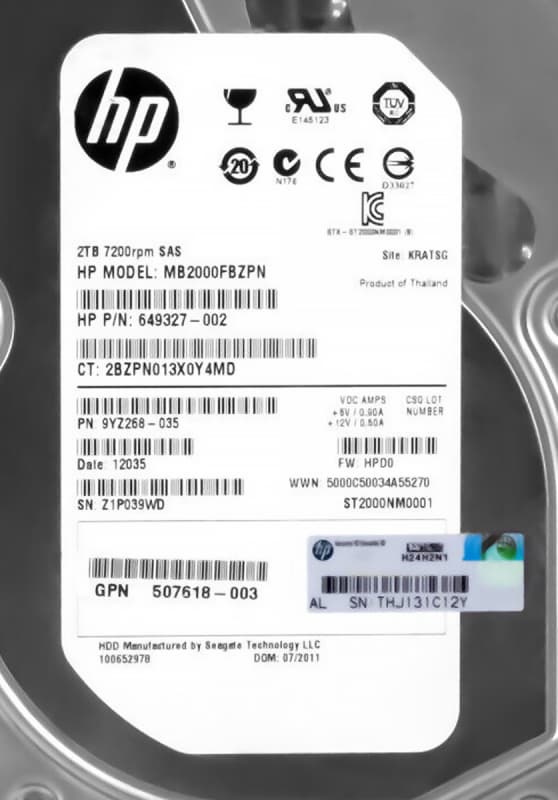 Жесткий диск HP 9YZ268-035 2Tb  SAS 3,5" HDD
