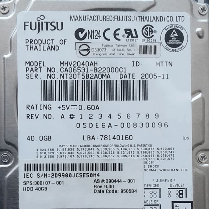 Жесткий диск Fujitsu CA06531-B22000C1 40Gb 5400 IDE 2,5" HDD