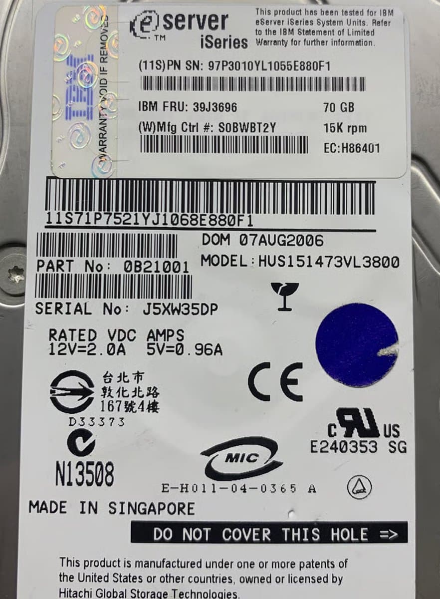 Жесткий диск  IBM 70Gb 15000 U320SCSI 3.5" HDD 97P3010