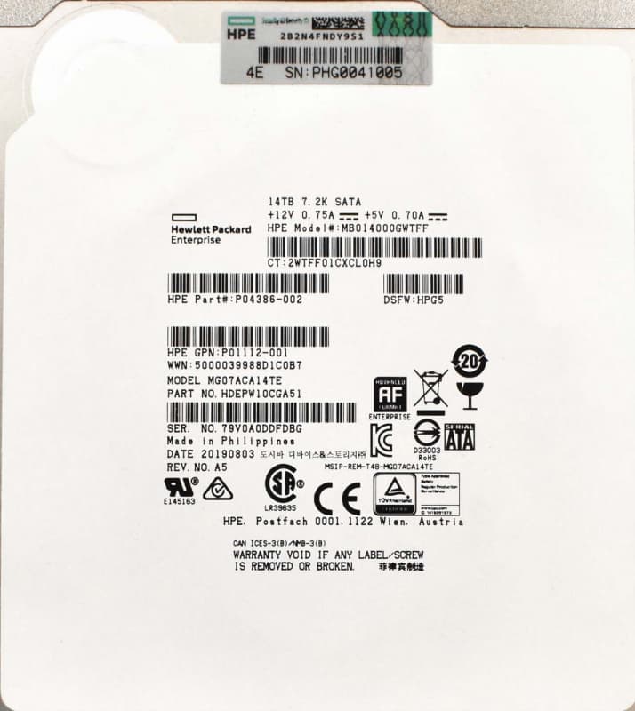 Жесткий диск HPE P04386-002 14Tb 7200 SATAIII 3,5" HDD