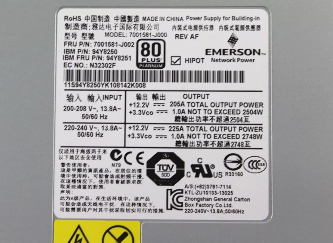 Резервный Блок Питания IBM 94Y8250 2500W