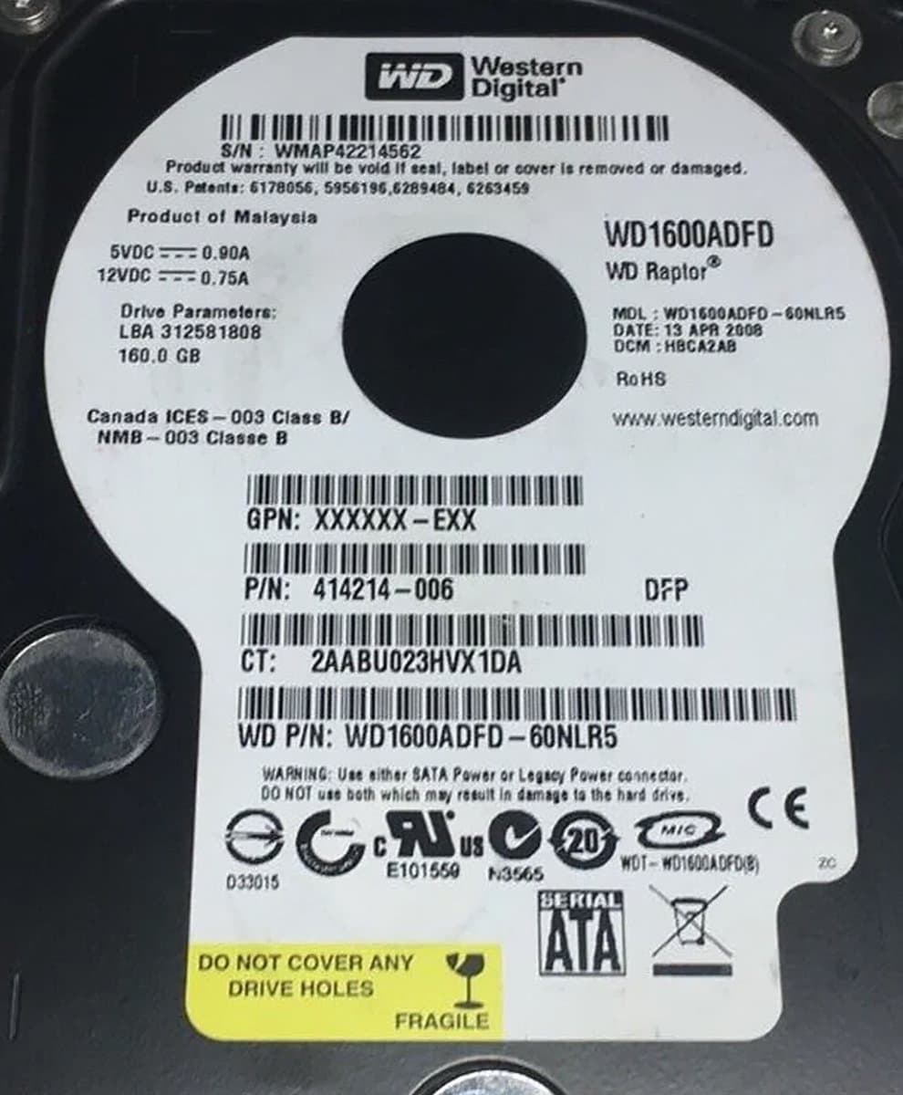 Жесткий диск HP 160Gb 10000 SATA 3.5" HDD 414214-006