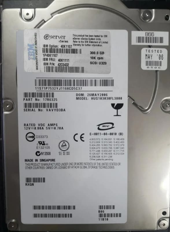 Жесткий диск IBM 17R6325 300Gb U320SCSI 3.5" HDD