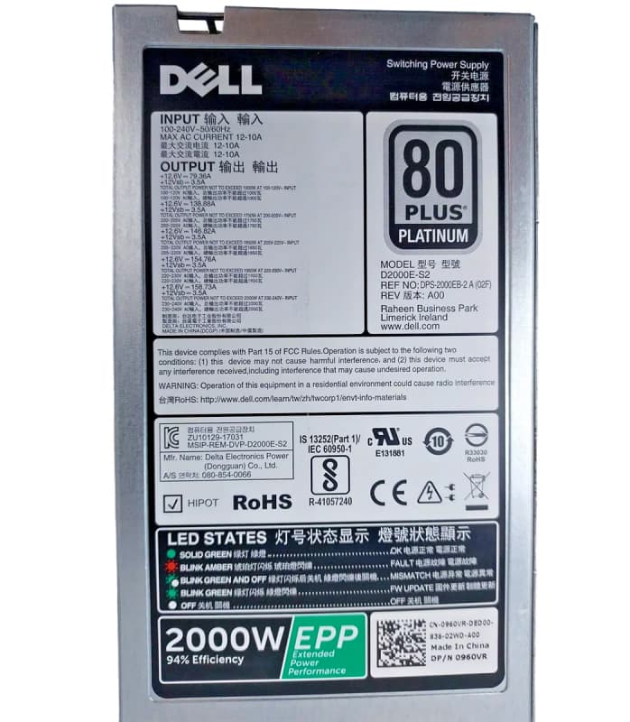Блок Питания Dell 0960VR 2000W
