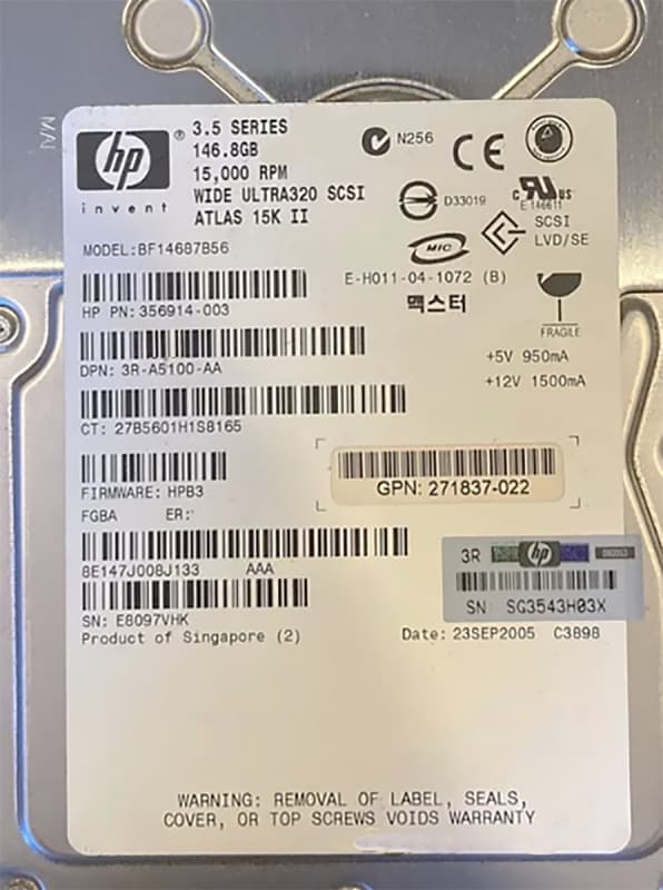 Жесткий диск HP 356914-003 146,8Gb  U320SCSI 3.5" HDD
