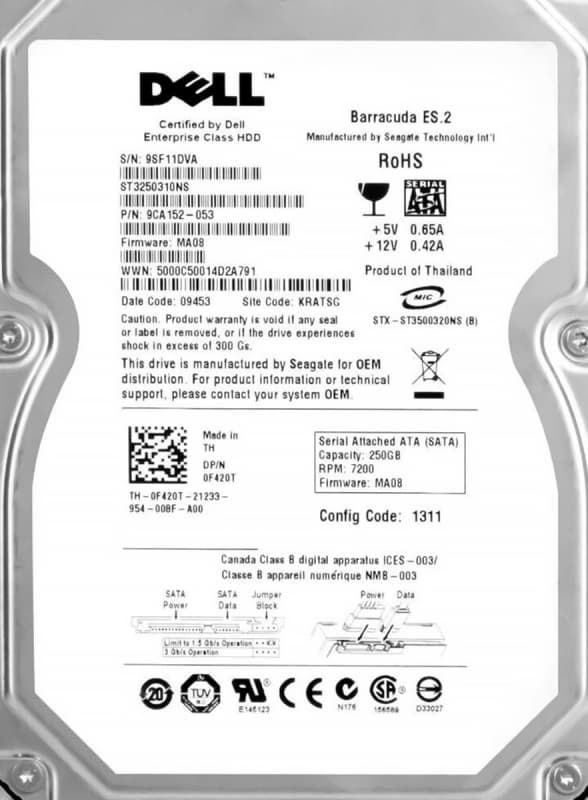 Жесткий диск Dell 0F420T 250Gb SATAII 3,5" HDD